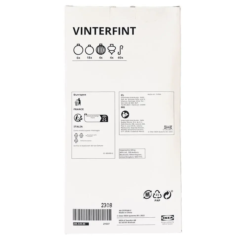 IKEA VINTERFINT 2023 Set of (32) Bauble Ornaments